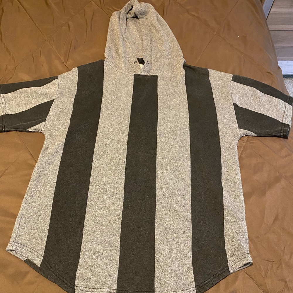 Men striped black and grey shirt
